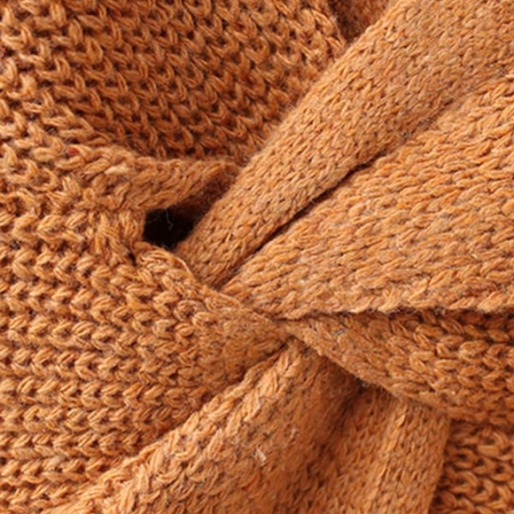 New! Back Twist Knot Oversized Sweater Brown - Picture 6 of 8